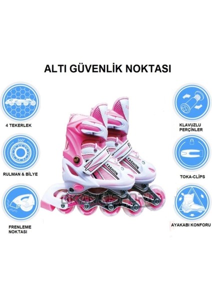 Işıklı Paten Alıştırmalı Silikon Teker Metal Gövdeli ve Ayarlanabilir Numaralı (29/33)