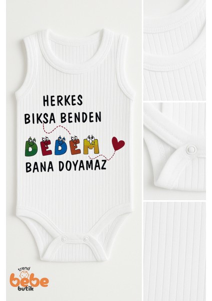 Herkes Bıksa Benden Dedem Bana Doyamaz Yazılı Pamuklu Ribana Çıtçıtlı Zıbın Body Unisex Bebek Tulum fiyatları