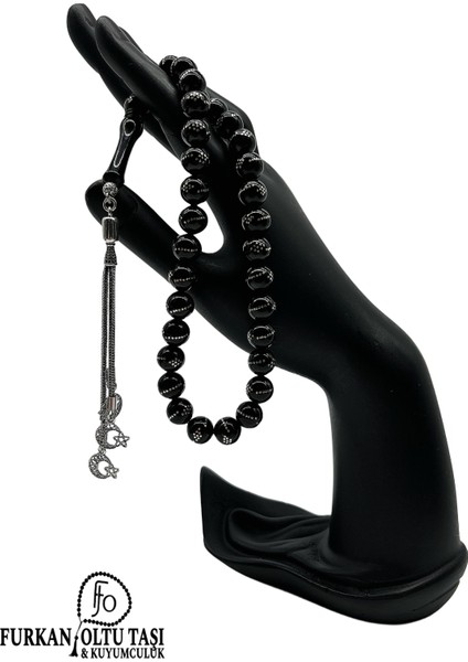 Nurullah Ateş Usta Imzalı Hakiki Erzurum Oltu Taşı Gümüş Işlemeli & Gümüş Püsküllü Tesbih fiyatları