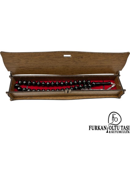 Nurullah Ateş Usta Imzalı Hakiki Erzurum Oltu Taşı Gümüş Işlemeli & Gümüş Püsküllü Tesbih modelleri