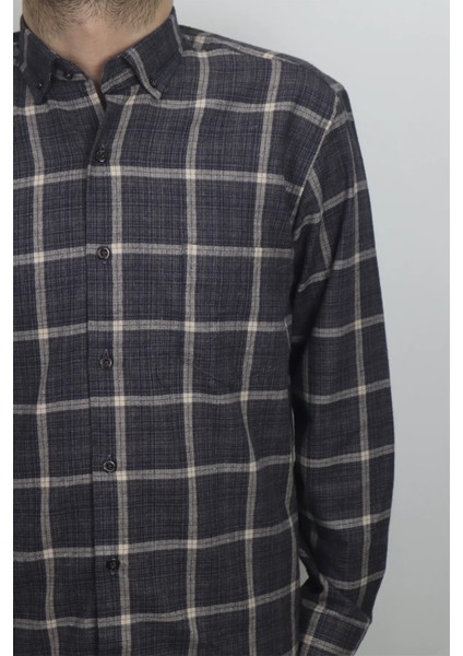 Fistan Store Erkek Ekose Kareli Klasik Rahat Kalıp Tek Cepli Kışlık Kaşmir Gömlek fiyatları