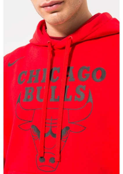 Nba Chicago Bulls Fleece Pullover Essential Erkek Kapüşonlu Bol Kesim Sweatshirt Kırmızı modelleri