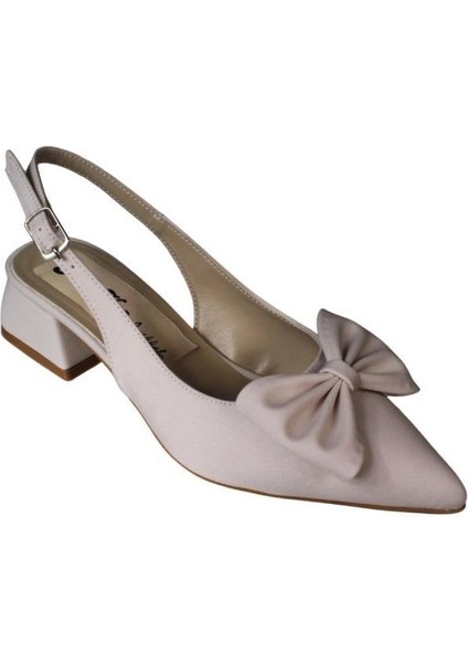 Yazkış Kadın Siyah Ten Kumaş Üzeri Fiyonklu 4cm Kalın Topuk Arkası Açık Ayakkabı