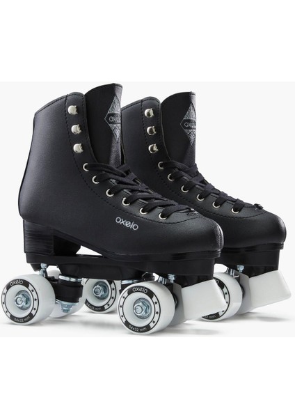 Siyah Yetişkin Dört Tekerlekli paten - Siyah - Quad 100 4 Agresif Paten Çift Sıra Paten Freni Var