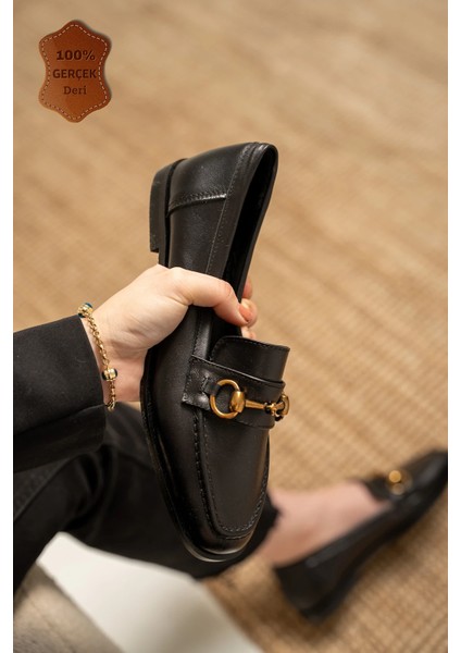 Seul Gold Aksesuarlı Hakiki Deri Loafer modelleri