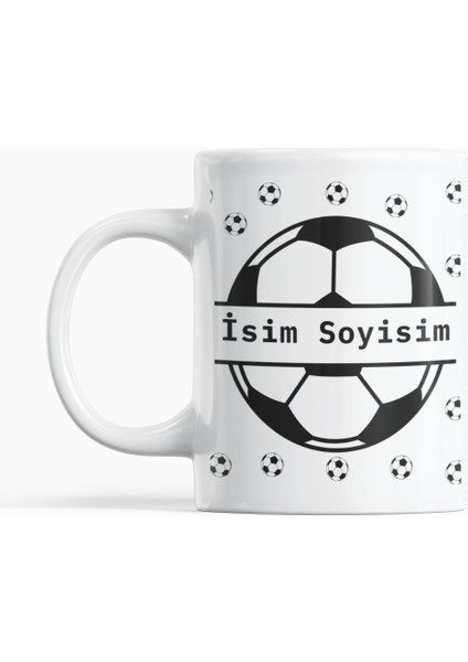 Kişiye Özel Futbol Temalı Isimli Kupa Bardak – Çift Taraflı Porselen – 300 ml