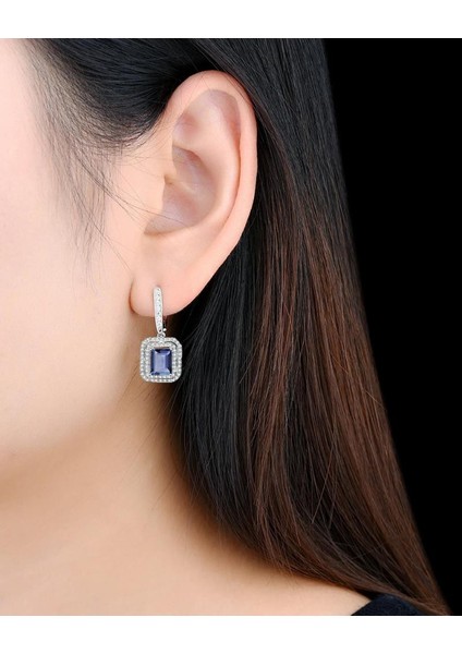 Pırlanta Model Baget Taşlı Lüks Sallantılı Gümüş Kadın Küpe fiyatları