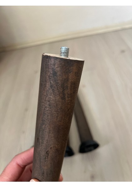 Koyu Meşe 20 cm Konik Ahşap Mobilya Puf Sehpa Yan Sehpa Tabure Ayağı – 3 Adet Ayak (Girişli Bağlantı Aparatı Dahil)