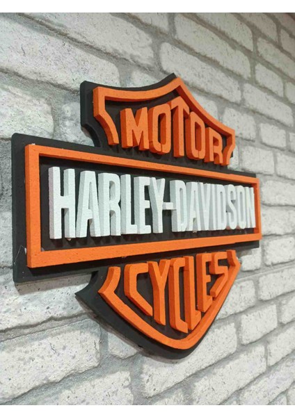 Harley-Davidson Logo 50 x 50 cm Harley-Davidson Logosu | Harley-Davidson Marka Logosu | 3D Harley-Davidson Logo