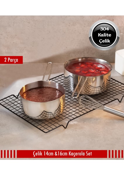 Çelik 2 Li Kaçerola Sosluk Sütlük 14CM-16CM