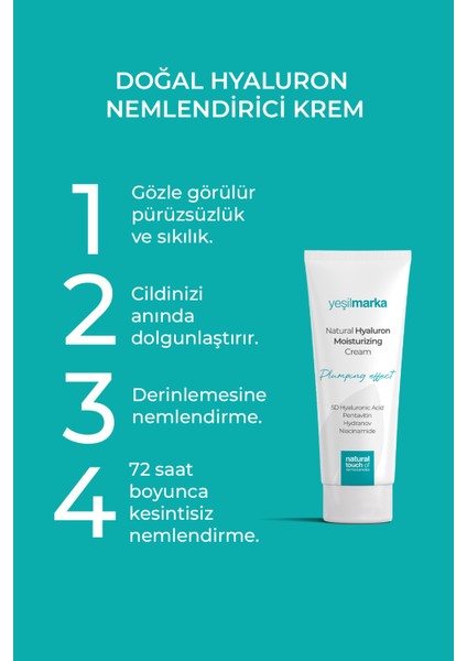 Su Bazlı Nemlendirici Yüz Kremi Hyaluronik Asit Ve Dolgunlaştırıcı Etki Ile 72 Saat Nem
