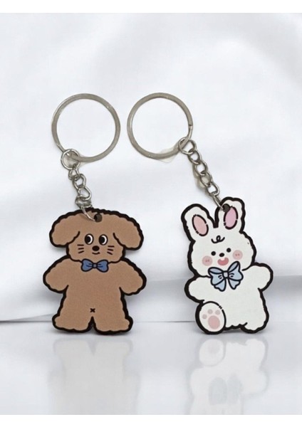 Kawaii Bunny Bear Çift Sevgili Anahtarlık 2 Adet fiyatları