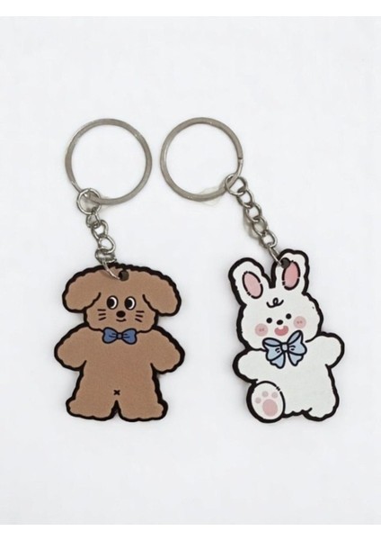 Kawaii Bunny Bear Çift Sevgili Anahtarlık 2 Adet modelleri