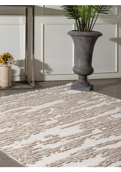 Rio Modern Salon Halısı Mutfak Halısı Yolluk Bukle Dokuma Sisal Halı Tozumaz Açık Bej Somon Dekoratif Halı Rıo-01