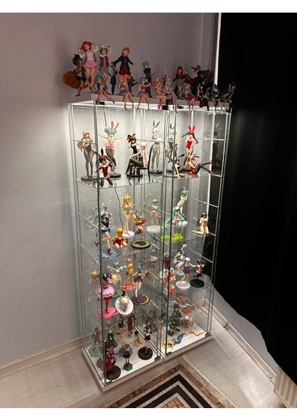 Artinoks Cam Vitrin Gümüşlük Büfe Camlı Koleksiyon Vitrini Detolf Cam Vitrin Teşhirvitrin 3ledli /(Işıklı) fiyatları