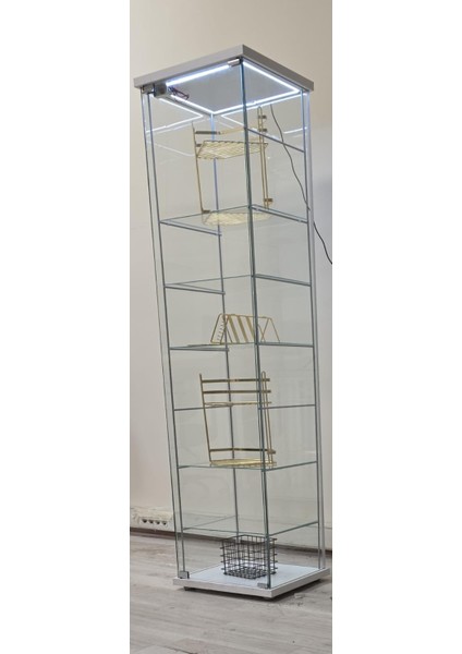 Artinoks Cam Vitrin Gümüşlük Büfe Camlı Koleksiyon Vitrini Detolf Cam Vitrin Teşhirvitrin 3ledli /(Işıklı) modelleri