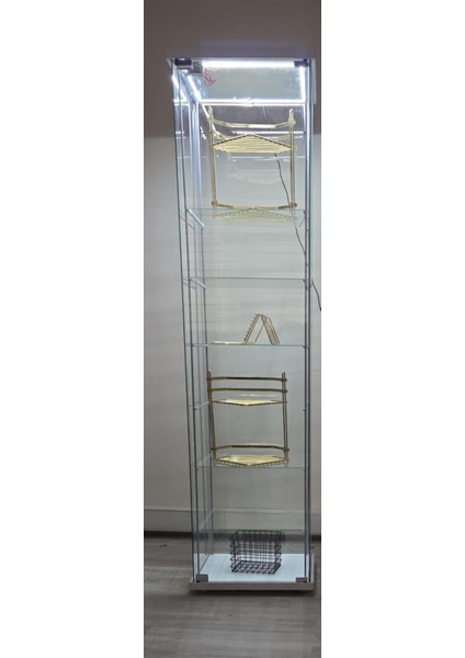 Artinoks Cam Vitrin Gümüşlük Büfe Camlı Koleksiyon Vitrini Detolf Cam Vitrin Teşhirvitrin 3ledli /(Işıklı) fırsatları