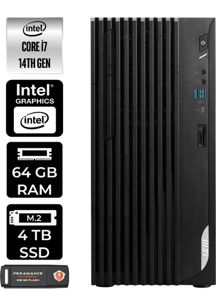 Msı Pro DP180 Intel Core I5 12400 64GB 4tb SSD Fdos Masaüstü Bilgisayar & Per4 USB Bellek 12422XTRP350