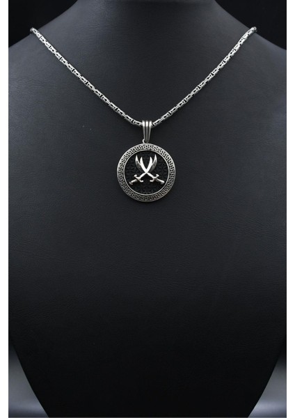 Grek Desenli Hz. Ali Zülfikar Kılıcı 925 Ayar Gümüş Kolye Kral Zincir 2mm 901853 fırsatları