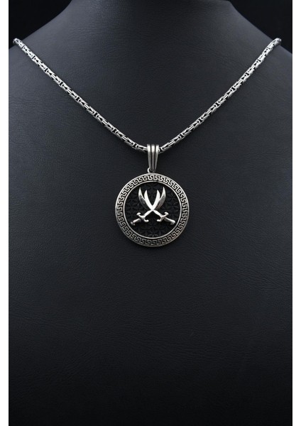 Grek Desenli Hz. Ali Zülfikar Kılıcı 925 Ayar Gümüş Kolye Kral Zincir 2mm 901853 indirimleri