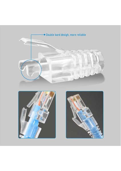 100 Adet - RJ45 CAT5E Cat6 CAT6A Boots Konnektör Şeffaf Jack Koruma Kılıfı fırsatları