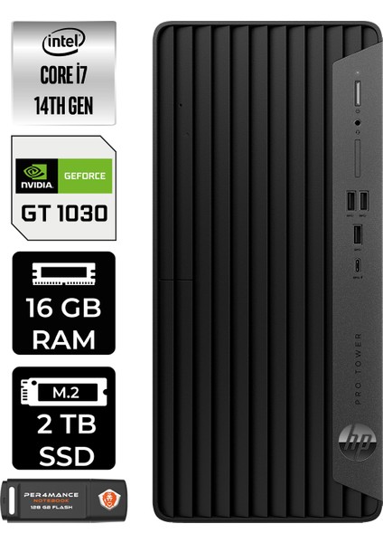 Pro Tower 400 G9 Intel Core I7 14700 16GB 2tb SSD GT1030/4GB W11H Masaüstü Bilgisayar & Per4 USB Bellek 5V5M2ESPN349