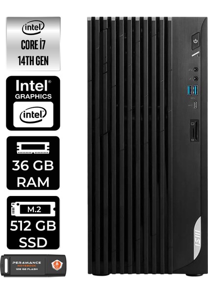 Msı Pro DP180 Intel Core I5 12400 36GB 512GB SSD W11P Masaüstü Bilgisayar & Per4 USB Bellek 12422XTRP432