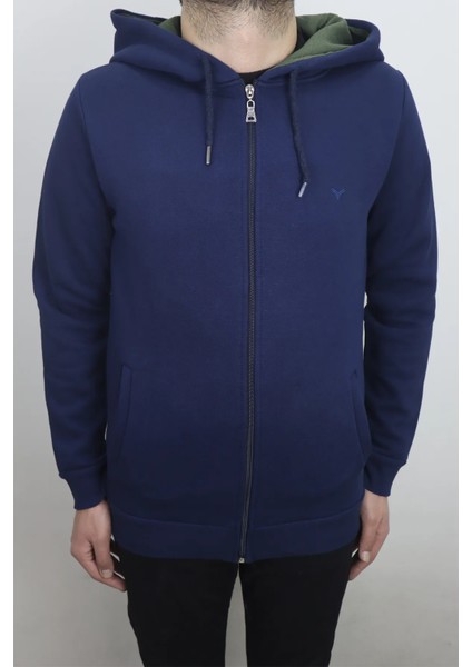Santa Fistan Store Erkek Düz Rahat Kalıp Hakim Yaka 3 Iplik Şardonlu Kapüşon Kışlık Sweat