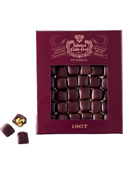 Çikolata Kaplı Çifte Kavrulmuş Fıstıklı Lokum - Pencereli Kutu 360 gr
