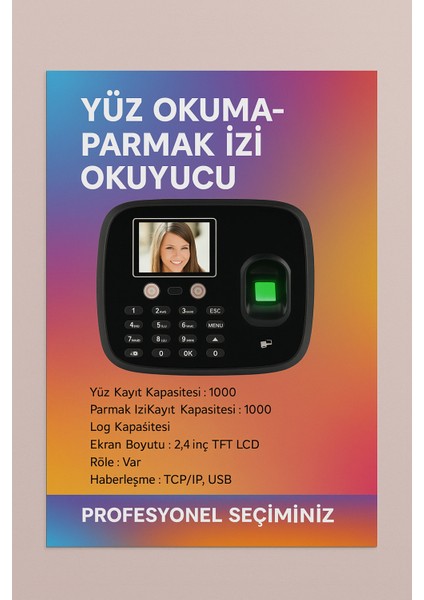 Wifi Yüz Okuma-Parmak Izi Personel Takip Cihazı-Web giriş Çıkış Yazılımı