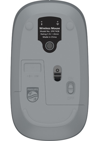 SPK7438 Kablosuz Mouse Bluetooth Mouse 1600DPI 3 Tuşlu Optik Mouse Gri
