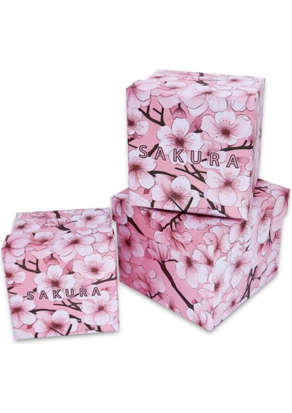 Pembe Sakura Desenli 3'lü Hediye, Kutusu Seti | Mini Kutu Seti fiyatları