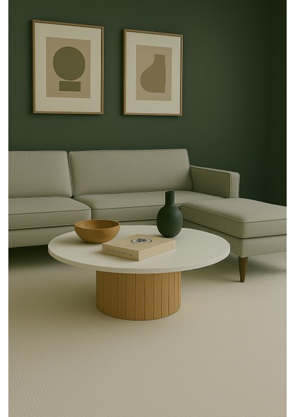 Modern Kalın Kenarlı (36 mm Kalınlıklı) Yuvarlak Orta Sehpa fiyatları