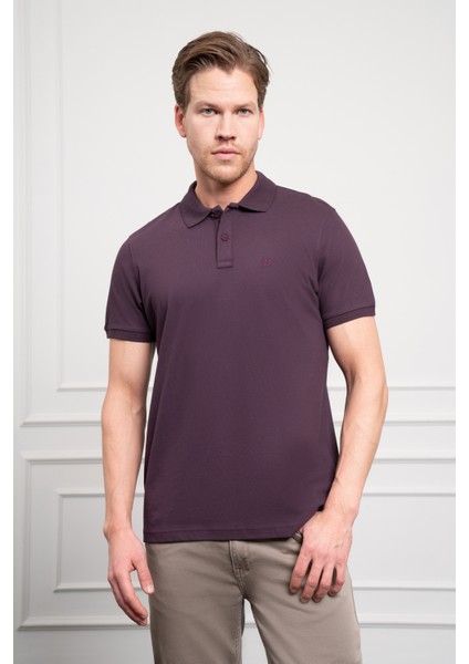 Erkek Mürdüm Basic Polo Yaka Dynamic Fit T-Shirt