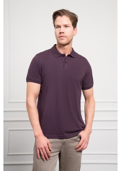 Erkek Mürdüm Basic Polo Yaka Dynamic Fit T-Shirt modelleri