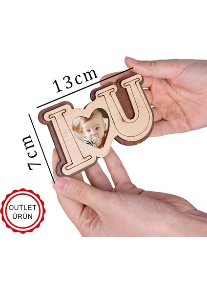 Ahşap I Love You Fotoğraflı Magnet - 7 x 10 cm - Outlet
