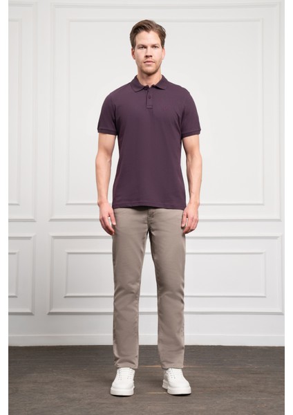 Erkek Mürdüm Basic Polo Yaka Dynamic Fit T-Shirt