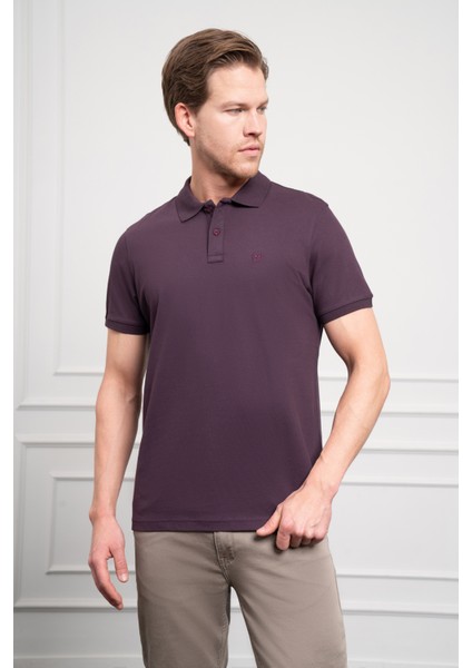 Erkek Mürdüm Basic Polo Yaka Dynamic Fit T-Shirt