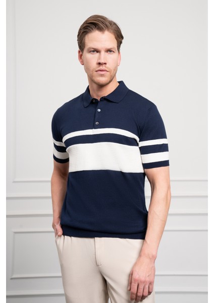 Erkek Lacivert Trend Dynamic Fit Rahat Kesim Polo Yaka T-Shirt