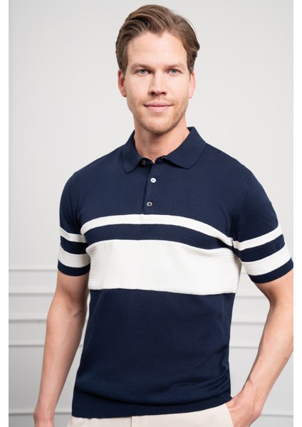 Erkek Lacivert Trend Dynamic Fit Rahat Kesim Polo Yaka T-Shirt fırsatları