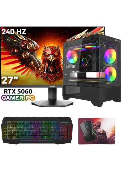 Armor X53 Ryzen 7 5700X 16GB Ddr4 500GB M.2 RTX5060 8gb 27" 240 Hz Freedos Oyuncu Masaüstü Bilgisayar