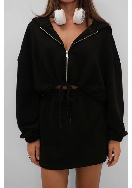 Beli Lastikli Fermuarlı Sweatshirt