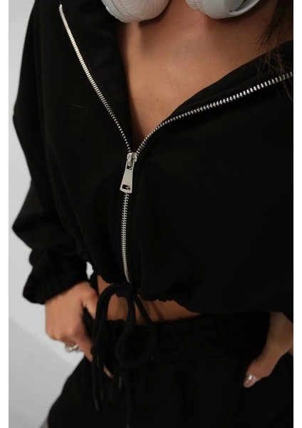 Beli Lastikli Fermuarlı Sweatshirt