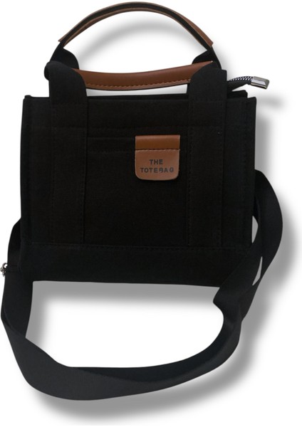 El ve Omuz Çantası Kanvas Tote Bag Siyah