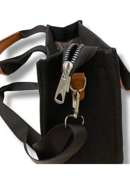 El ve Omuz Çantası Kanvas Tote Bag Siyah