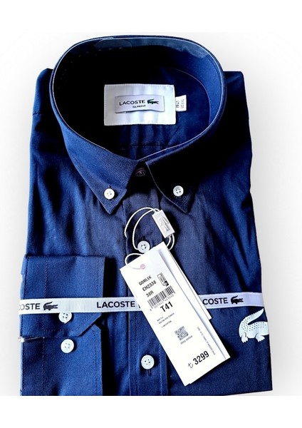 Erkek Slim Fit Düğmeli Yaka Pamuk Gömlek