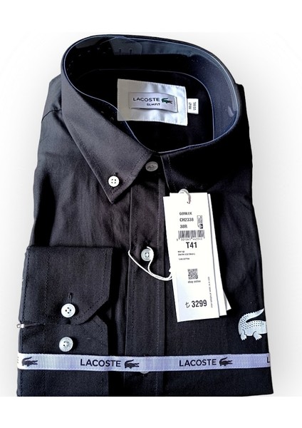 Erkek Slim Fit Düğmeli Yaka Pamuk Gömlek