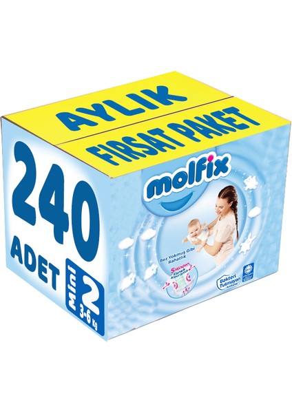 Bebek Bezi Beden: 2 (3- 6kg) Mini 240 Adet Aylık Fırsat Pk