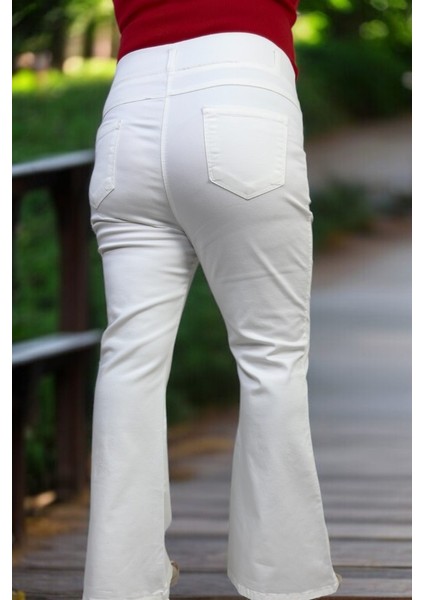 Beli Geniş Lastikli Ispanyol Paça Büyük Beden Jean Kot Pantolon fırsatları