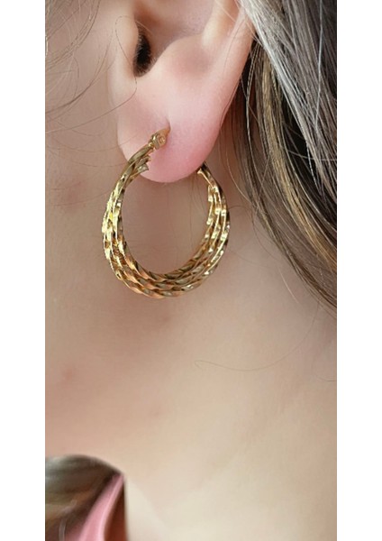 Çelik Halka Desenli Küpe